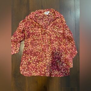 Express medium portofino button down sheer blouse women pockets